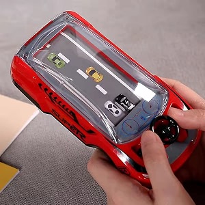 goyal39s hand-held car game toy with auto-stop crash feature battery operated racing puzzle adventure machine with steering wheel simulation speed car toy for kids 3 years