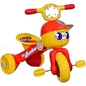 Goyal's Mr. Rambo Baby Tricycle Ride-On Bicycle Foldable Rider with Music &amp; Lights - ABS Plastic &amp; Unbreakable (Rambo, Red)