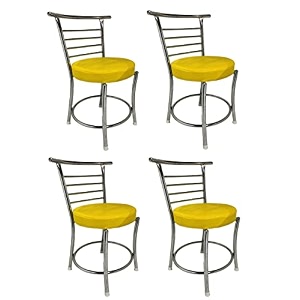 goyal steel amp furniture chairs for dining table steel chair dining chair with comfortable cushion pack of 4 yellow