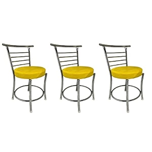goyal steel amp furniture chairs for dining table steel chair dining chair with comfortable cushion pack of 3 yellow