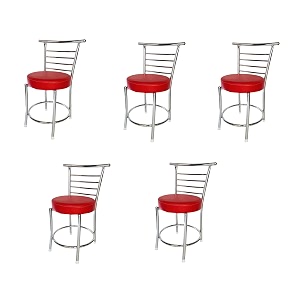 goyal steel amp furniture chairs for dining table steel chair dining chair with comfortable cushion pack of 5 red