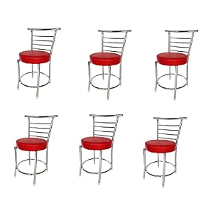 goyal steel amp furniture chairs for dining table steel chair dining chair with comfortable cushion pack of 6 red