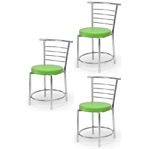 goyal steel amp furniture chairs for dining table steel chair dining chair with comfortable cushion pack of 3 green