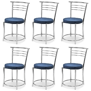 goyal steel amp furniture chairs for dining table steel chair dining chair with comfortable cushion 6 blue standard