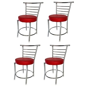 goyal steel amp furniture chairs for dining table steel chair dining chair with comfortable cushion pack of 4 red