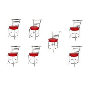 goyal steel amp furniture chairs for dining table steel chair dining chair with comfortable cushion pack of 7 red