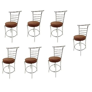 goyal steel amp furniture chairs for dining table steel chair dining chair with comfortable cushion pack of 7 brown