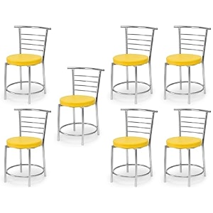 goyal steel amp furniture chairs for dining table steel chair dining chair with comfortable cushion pack of 7 yellow