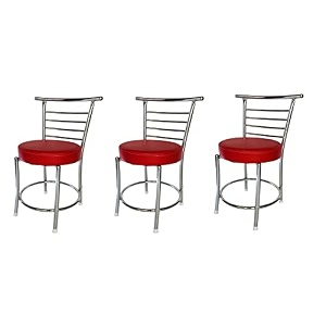 goyal steel amp furniture chairs for dining table steel chair dining chair with comfortable cushion pack of 3 red