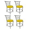 Goyal steel &amp; furniture Chairs for Dining Table, Steel Chair, Dining Chair with Comfortable Cushion, Pack of 4 (Yellow)