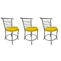 Goyal steel &amp; furniture Chairs for Dining Table, Steel Chair, Dining Chair with Comfortable Cushion, Pack of 3 (Yellow)