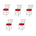 Goyal steel &amp; furniture Chairs for Dining Table, Steel Chair, Dining Chair with Comfortable Cushion, Pack of 5 (Red)
