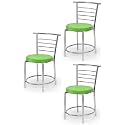 Goyal steel &amp; furniture Chairs for Dining Table, Steel Chair, Dining Chair with Comfortable Cushion, Pack of 3 (Green)