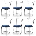 Goyal steel &amp; furniture Chairs for Dining Table, Steel Chair, Dining Chair with Comfortable Cushion (6, Blue, Standard)