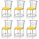 Goyal steel &amp; furniture Chairs for Dining Table, Steel Chair, Dining Chair with Comfortable Cushion (6, Yellow, Standard)