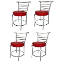 Goyal steel &amp; furniture Chairs for Dining Table, Steel Chair, Dining Chair with Comfortable Cushion, Pack of 4 (Red)