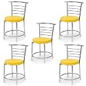 Goyal steel &amp; furniture Chairs for Dining Table, Steel Chair, Dining Chair with Comfortable Cushion (8, Yellow, Standard)