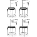 Goyal steel &amp; furniture Chairs for Dining Table, Steel Chair, Dining Chair with Comfortable Cushion (4, Black, Standard)