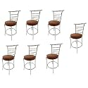 Goyal steel &amp; furniture Chairs for Dining Table, Steel Chair, Dining Chair with Comfortable Cushion, Pack of 7 (Brown)