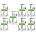 Goyal steel &amp; furniture Chairs for Dining Table, Steel Chair, Dining Chair with Comfortable Cushion, Pack of 7 (Green)