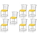 Goyal steel &amp; furniture Chairs for Dining Table, Steel Chair, Dining Chair with Comfortable Cushion, Pack of 7 (Yellow)