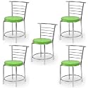 Goyal steel &amp; furniture Chairs for Dining Table, Steel Chair, Dining Chair with Comfortable Cushion, Pack of 5 (Green)