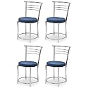 Goyal steel &amp; furniture Chairs for Dining Table, Steel Chair, Dining Chair with Comfortable Cushion (4, Blue, Standard)