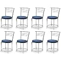 Goyal steel &amp; furniture Chairs for Dining Table, Steel Chair, Dining Chair with Comfortable Cushion (8, Blue, Standard)