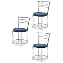 Goyal steel &amp; furniture Chairs for Dining Table, Steel Chair, Dining Chair with Comfortable Cushion (3, Blue, Standard)
