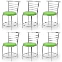 Goyal steel &amp; furniture Chairs for Dining Table, Steel Chair, Dining Chair with Comfortable Cushion, Pack of 6 (Green)
