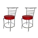 Goyal steel &amp; furniture Chairs for Dining Table, Steel Chair, Dining Chair with Comfortable Cushion, Pack of 2 (Red)
