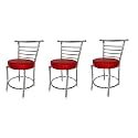 Goyal steel &amp; furniture Chairs for Dining Table, Steel Chair, Dining Chair with Comfortable Cushion, Pack of 3 (Red)