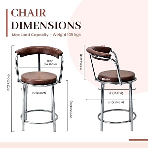 goyal steel amp furniture exclusive stainless steel multipurpose stool with footrest -modern comfortable cushioned chair for bar cafe salon reception outdoors 1 standard