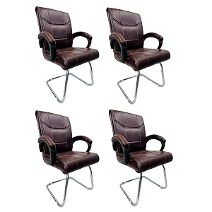 goyal steel amp furniture executive office visitor chair home study reception school chair with arm rest and cushioned seat back 4 coffee single pipe frame