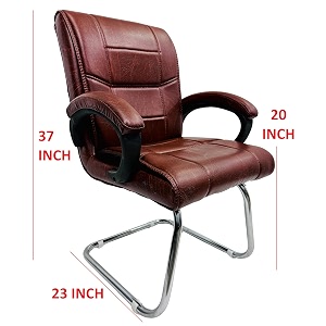 goyal steel amp furniture executive office visitor chair home study reception school chair with arm rest and cushioned seat back 1 tan single pipe frame