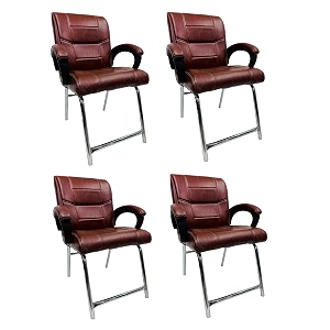 goyal steel amp furniture executive office visitor chair home study reception school chair with arm rest and cushioned seat back 4 tan h frame