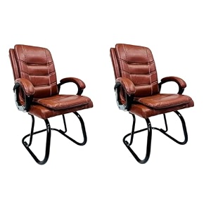 goyal steel amp furniture executive office visitor chair home study reception school chair with arm rest and cushioned seat back 2 steel handle tan powder coated double pipe frame