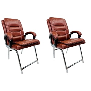 goyal steel amp furniture executive office visitor chair home study reception school chair with arm rest and cushioned seat back 2 steel handle tan h frame