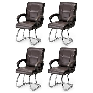 goyal steel amp furniture executive office visitor chair home study reception school chair with arm rest and cushioned seat back 4 black single pipe frame
