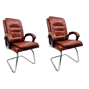 goyal steel amp furniture executive office visitor chair home study reception school chair with arm rest and cushioned seat back 2 steel handle tan single pipe frame