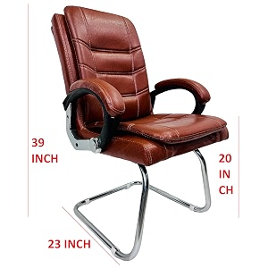 goyal steel amp furniture executive office visitor chair home study reception school chair with arm rest and cushioned seat back 1 steel handle tan single pipe frame