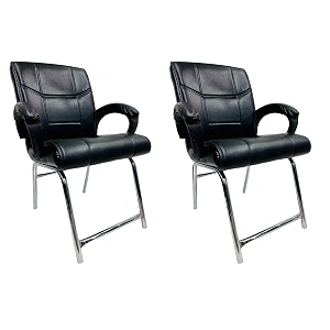 goyal steel amp furniture executive office visitor chair home study reception school chair with arm rest and cushioned seat back 2 black h frame