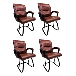 goyal steel amp furniture executive office visitor chair home study reception school chair with arm rest and cushioned seat back 4 tan powder coated double pipe frame