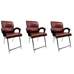 goyal steel amp furniture executive office visitor chair home study reception school chair with arm rest and cushioned seat back 3 tan h frame