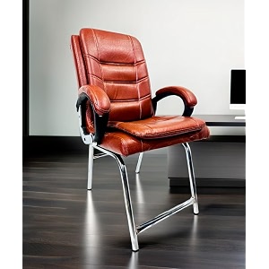 goyal steel amp furniture executive office visitor chair home study reception school chair with arm rest and cushioned seat back 1 steel handle tan h frame