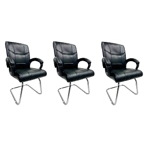 goyal steel amp furniture executive office visitor chair home study reception school chair with arm rest and cushioned seat back 3 black single pipe frame