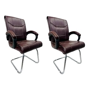 goyal steel amp furniture executive office visitor chair home study reception school chair with arm rest and cushioned seat back 2 coffee single pipe frame