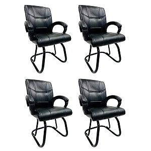 goyal steel amp furniture executive office visitor chair home study reception school chair with arm rest and cushioned seat back 4 black powder coated double pipe frame