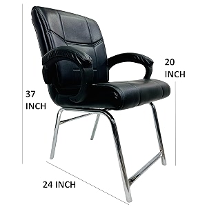 goyal steel amp furniture executive office visitor chair home study reception school chair with arm rest and cushioned seat back 1 black h frame