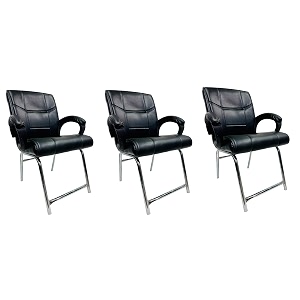goyal steel amp furniture executive office visitor chair home study reception school chair with arm rest and cushioned seat back 3 black h frame
